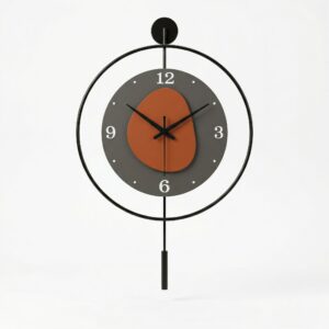 Horloge Design Murale Décorative – Métal Orange & Noir Silencieuse 1