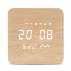 Horloge digitale carrée en bois 1