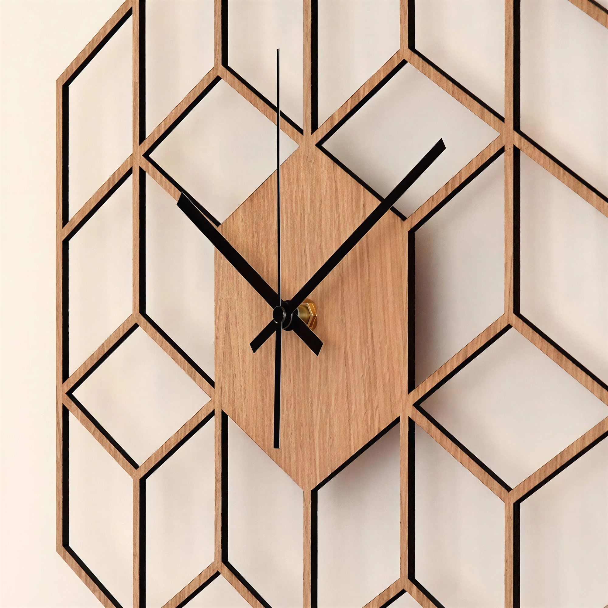 Horloge murale en bambou en forme de cube créatif 3D 4