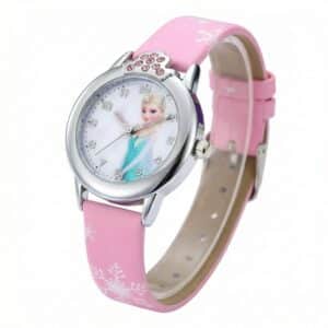 Montre Fille Rose Princesse Elsa avec Bracelet en Simili Cuir 1