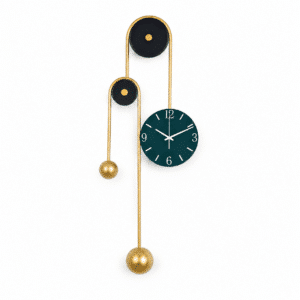 Horloge Design Murale Décorative en Métal Doré