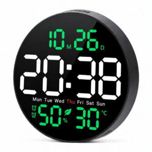 Horloge Murale Radio Pilotée Multifonctionnelle et Moderne à LED
