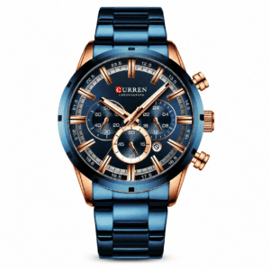 Montre Bleue Luxueuse Entièrement en Acier Inoxydable