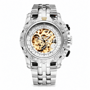 Montre Homme Mécanisme Apparent de Luxe en Acier Inoxydable