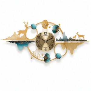 Horloge Géante Murale Design Floral Et Décor Avec Des Rennes