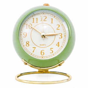 Horloge Réveil Vintage en Métal et Verre