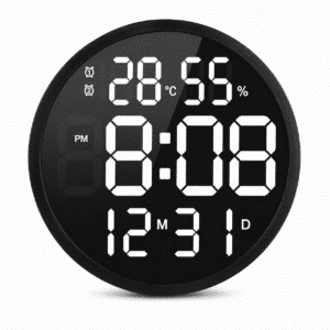 Horloge digitale murale ronde lumineuse