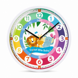 Horloge murale animaux de la jungle pour enfants