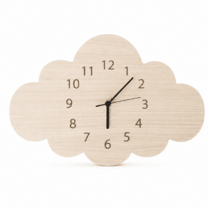 Horloge Enfant Murale En Bois Silencieuse En Forme De Nuage