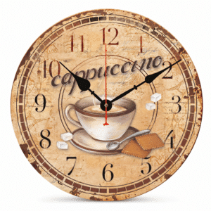 Horloge murale de cuisine Tasse de capuccino vintage