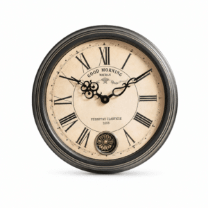 Horloge Ancienne Murale Vintage En Métal Ronde Avec Chiffres Romains