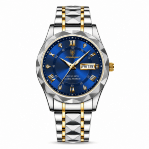 Montre Homme de Luxe en Acier Inoxydable avec Cadran Bleu