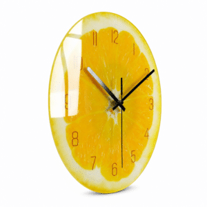 Grande horloge en verre fruit jaune citron