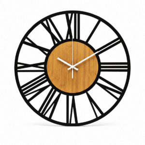 Horloge Industrielle Murale En Métal Et Bois Style Nordique