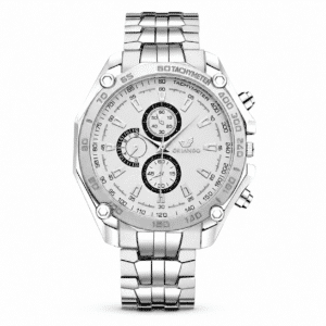Montre Analogique Luxueuse avec Bracelet Argenté et Cadran Blanc